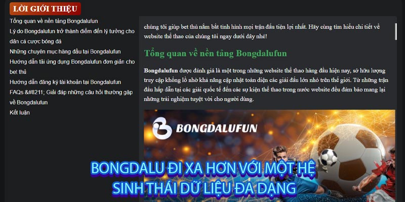Bongdalu đi xa hơn với một hệ sinh thái dữ liệu đa dạng